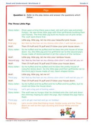 cover image of Grade 4 Comprehension: Read & Understand Workbook - Pigs
